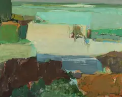 Alfred McAdams, Abstract Landscape, Oil on board