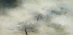 Joseph Barber, Snowy Orchard, Oil on board