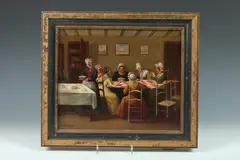 J.H. Gregg, The Quilting Party, Oil on canvas