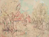 John Clifford Erickson, Town Scene, Oil on canvas