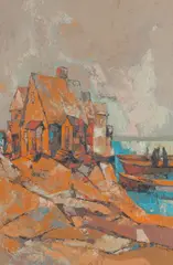 John Clifford Erickson, House on the California Coast, HOUSE ON THE CALIFORNIA COAST, oil on board