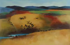 Joseph Barber, Angus at Evening, Oil on board
