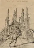 Eugene Berman, Puente Monumental Con Obeliscos
