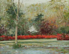 C. James Frazier, Red Ribbonscape, Oil on canvas