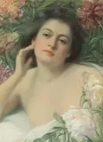 Alfred M. Turner, Woman Among Flowers, Watercolor and pastel