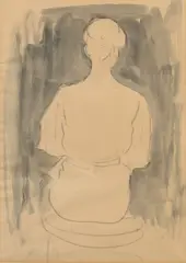 Jacob Kainen, Figure of Seated Woman, Charcoal and ink wash