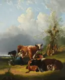 William Shayer, Milking Time, Oil on canvas