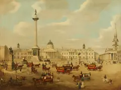 E.J. Pegram, Trafalgar Square, Oil on canvas