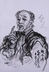 Motoi Oi, Self Portraits, Sumi-e ink brush on paper