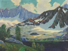 Edith Stevens, Mountains in Snow, Oil on canvas