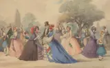 Maggie Hamilton, Exchanging Pleasantries, Watercolor on paper