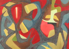 John P. Heins, INTERPLAY, identified and titled on label verso, Oil on canvas
