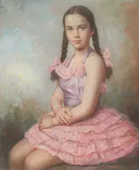 C. Bernard Pereira, Portrait of Young Girl, Oil and pastel on canvas