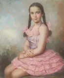 C. Bernard Pereira, Portrait of Young Girl, Oil and pastel on canvas