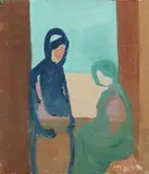 Aaron Giladi, Two Figures, Oil on canvas