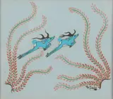 Merina Lujan Pop Chalee, Leaping Stags, Watercolor