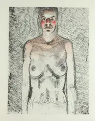 Alfred Leslie, Nude Woman Blushing, Color lithograph