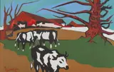 John Clifford Erickson, Cows Grazing, Oil on board