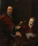 Continental School, Teacher and Student, TEACHER AND STUDENT, oil on canvas in "as is" condition
