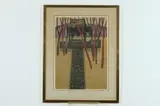 Tamami Shima, Bell House, Color woodblock print, signed, titled and dated 1959