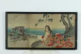 Japanese School, Geishas, Two color woodblock prints, signed and sealed. - Larger: 29 in. x 14 in