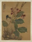 Chinese School, Bird and Flowers, Ink and color on silk, signed and sealed, dated Bingyin year