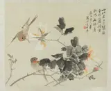 Nan Tian Lao Ren, Birds on Tree, Ink and color on silk, signed and sealed