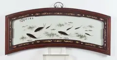 Deng Bi Shan, Fish, Ink and color on porcelain plaque, signed and sealed, dated Wu Chen year