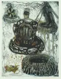 Zaria Indigo Ii by Bruce Obomeyoma Onobrakpeya, Color etching, sold Feb 2017