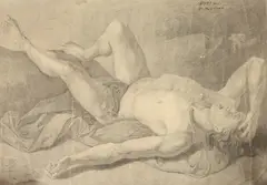 Robert W. Brandt, Reclining Male Nude, Pencil on paper in "as is" condition