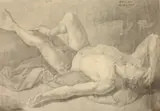 Robert W. Brandt, Reclining Male Nude, Pencil on paper in "as is" condition