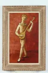 Bradi Barth, Standing Figure with Lute, Oil on board