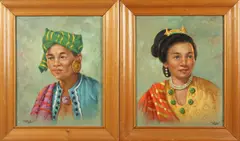 Portrait of Filipino Man and Woman: Pair by Oscar Navarro, Oil on canvas, sold Feb 2017