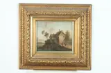 Continental School, Figures with Dog, FIGURES WITH DOG, oil on paper laid on board