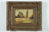 COUPLE WITH SHEEP and MAN ON COUNTRY ROAD: TWO WORKS, first; signed illegibly lower right by Continental School, Second; oil laid on board, offered Feb 2017