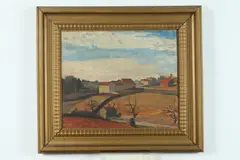 Landscape with Buildings by Alex Charles Chartier, Oil on canvas, sold Feb 2017