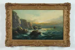 Frank Hider, High Tide on the Cornish Coast, Oil on canvas