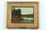 George Nelson Cass, River Landscape with Boater, Oil on canvas