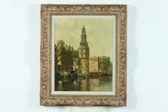 W. Bouwman, Waterfront, Oil on canvas