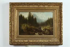 Josef Schoyerer, Mountain Landscape with Stream, Oil on panel