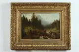 Josef Schoyerer, Mountain Landscape with Stream, Oil on panel