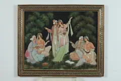 Entertainment by Anonymous, Ink and color on faux ivory in khatam frames, offered Feb 2017