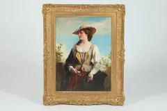 Alexander Johnston, Girl in Peasant Dress, Oil on canvas