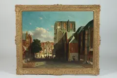 Adrianus Vrolyk, Street Scene, Oil on canvas