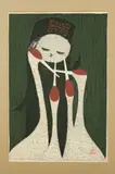 Kaoru Kawano, Girl, Color woodcut print on paper, sealed and