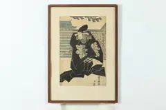 Toyokuni, Samurai, Ink and color woodcut print on paper, signed and