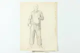 Allyn Cox, Study for Sailor with Rifle, STUDY FOR SAILOR WITH RIFLE, charcoal on paper