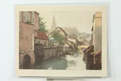 Gustav Henri Marchetti, View of Chartres with Cathedral, Color etching