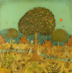 Benjamin Alcala, Temptation in the Garden of Eden, Oil on board