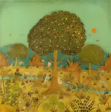 Benjamin Alcala, Temptation in the Garden of Eden, Oil on board